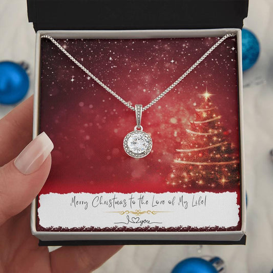 14K white gold cushion-cut CZ necklace in standard gift box - romantic Christmas gift