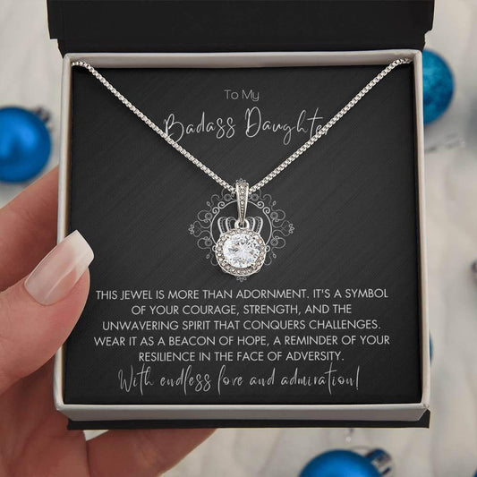 14K White Gold Finish Eternal Hope Necklace I Gift For Badass Warrior Daughter - Camili Bel Creations Gift Shop
