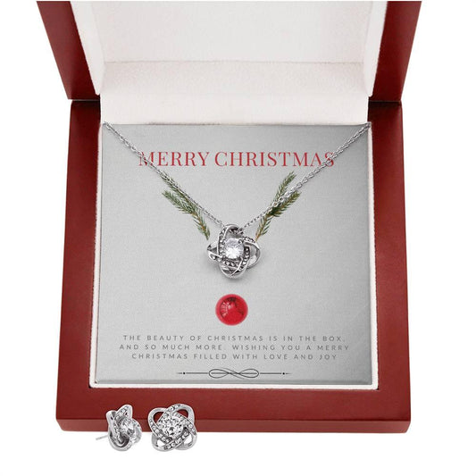 Love Knot Necklace Set, 14K White Finished Gold I Get the perfect christmas gift for her. - Camili Bel Creations Gift Shop