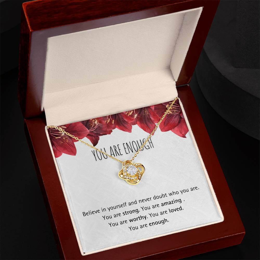 You Are Enough necklace in luxury LED gift box with message card