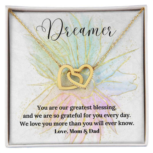Daughter - Interlocking Hearts Necklace - Perfect Gift For Her - Camili Bel Creations Gift Shop