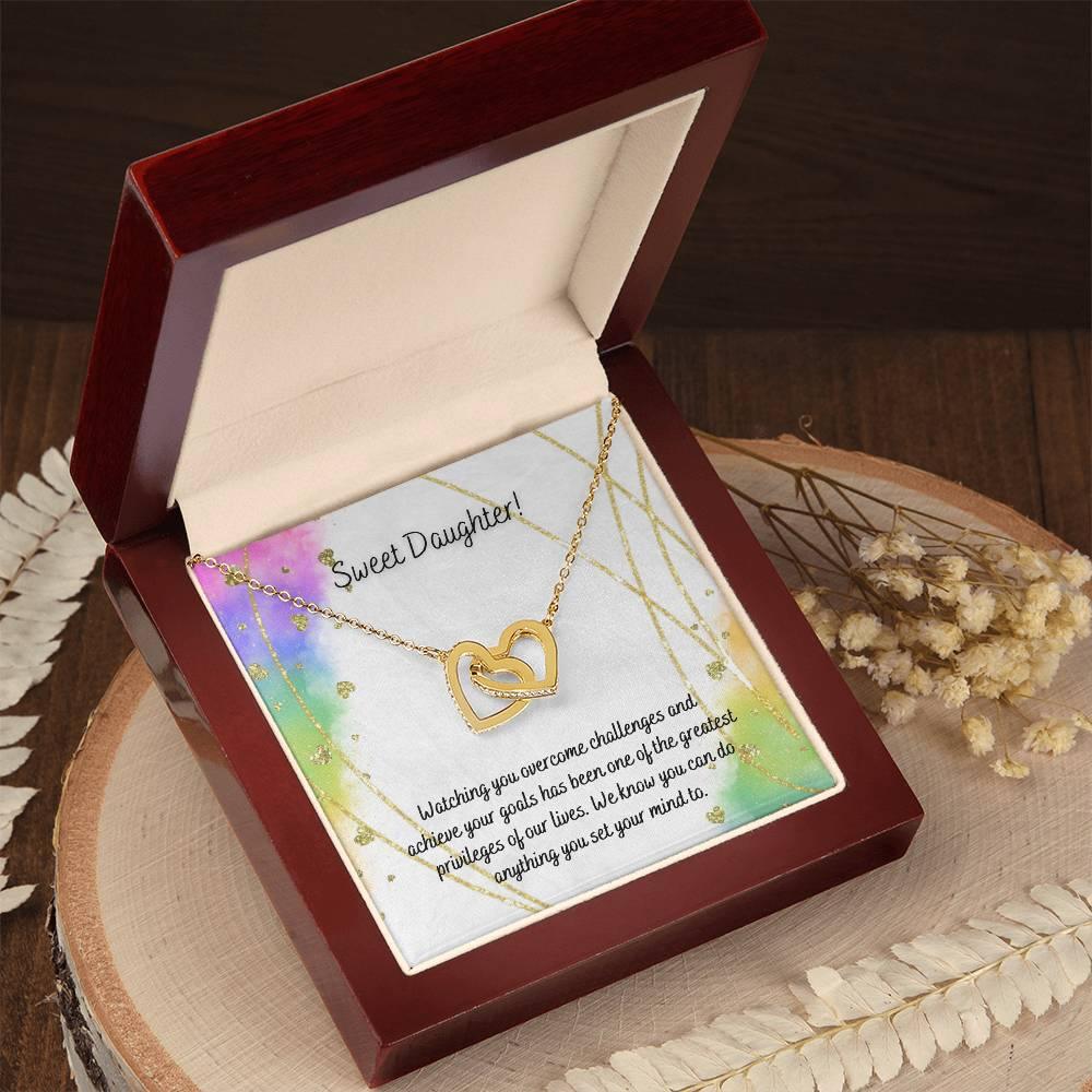 Daughter - Interlocking Hearts Necklace - Perfect Gift For Her - Camili Bel Creations Gift Shop