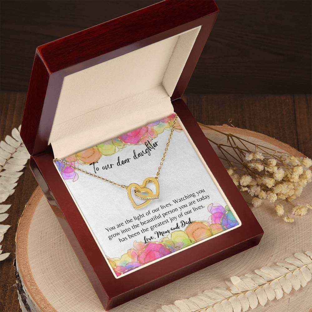 Daughter - Interlocking Hearts Necklace - Perfect Gift For Her - Camili Bel Creations Gift Shop
