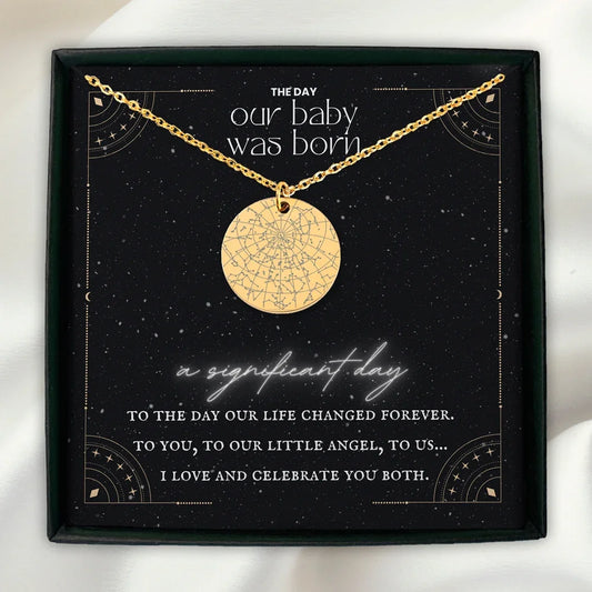 Custom Star Map Necklace - Gift For New Mom From Dad - Camili Bel Creations Gift Shop