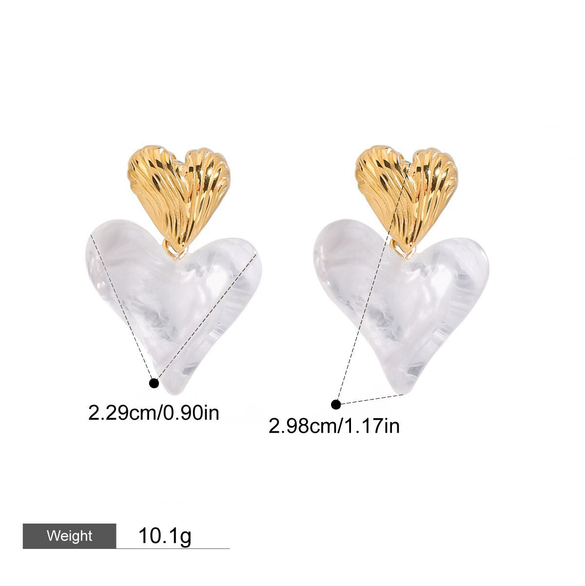 18K gold heart earrings size reference - perfect everyday studs