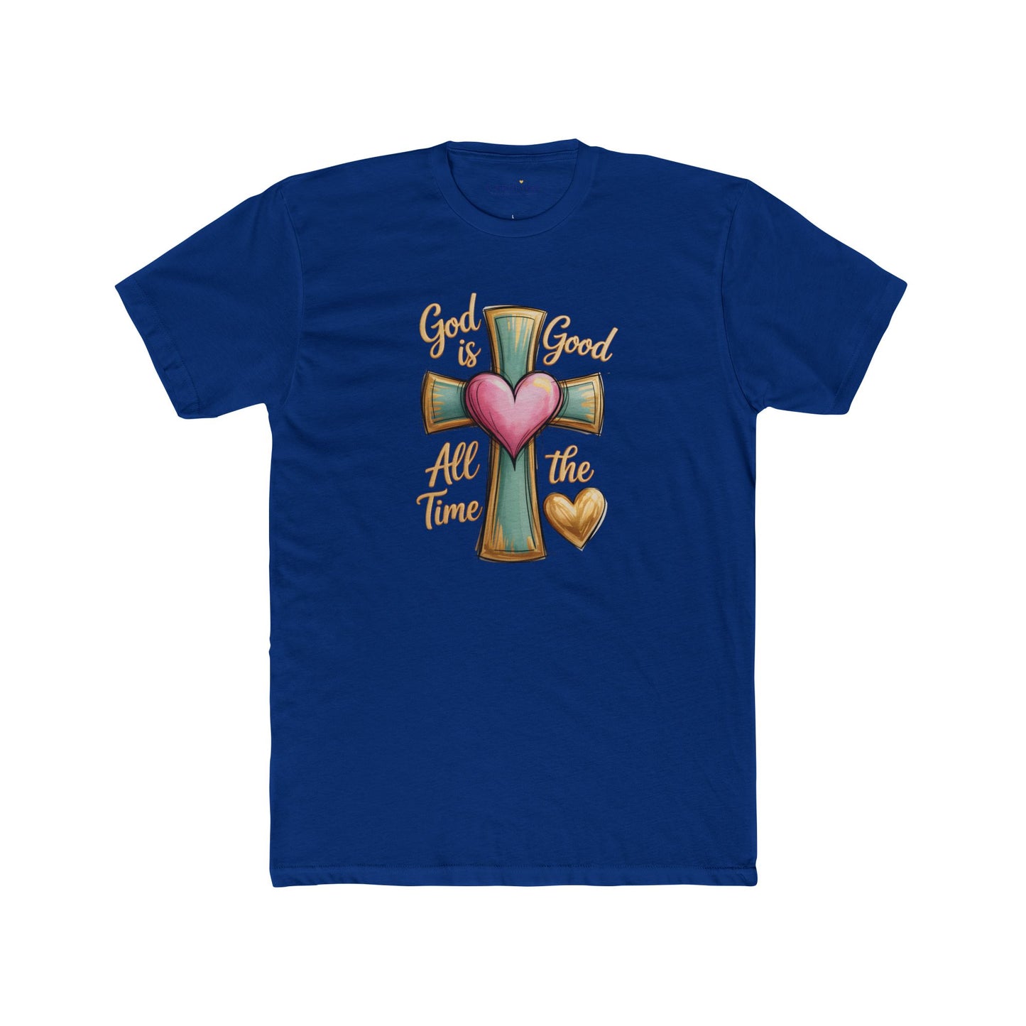 Christian Cross Tee — "God Is Good All The Time" Heart Design