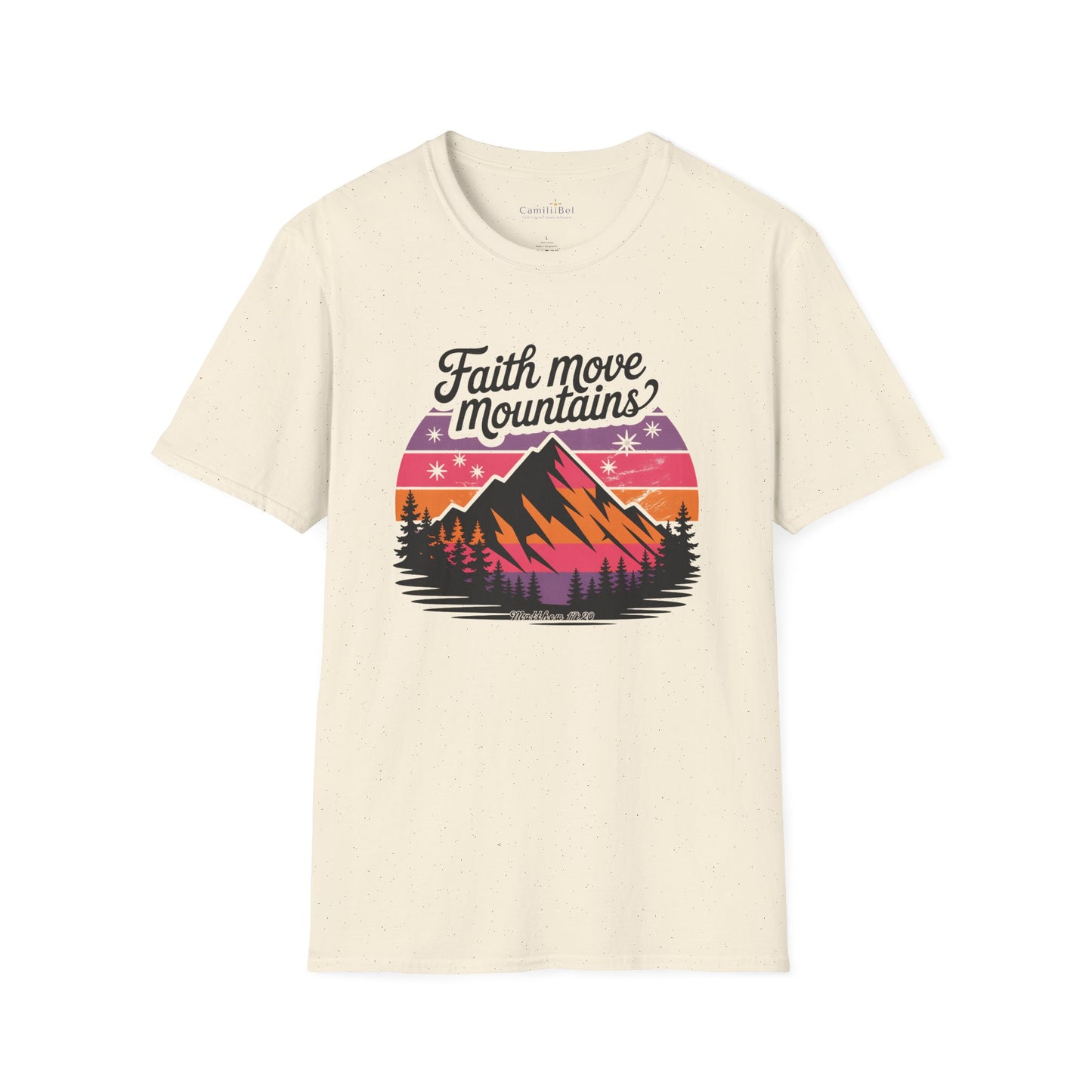 Faith Moves Mountains T-Shirt — Inspirational Mountain Sunset Graphic Tee