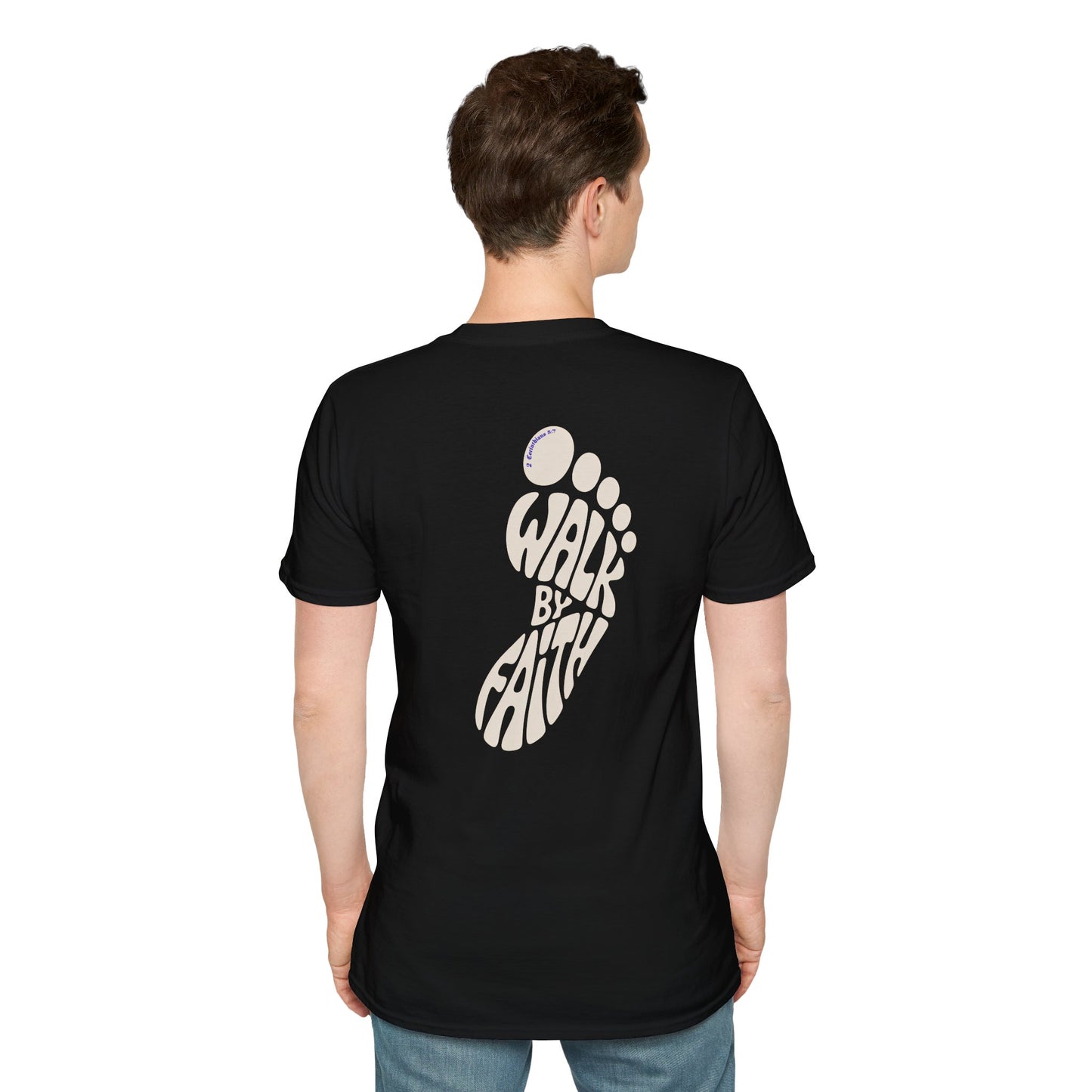 Walk by Faith Footprint Christian T-Shirt | 4 Colors