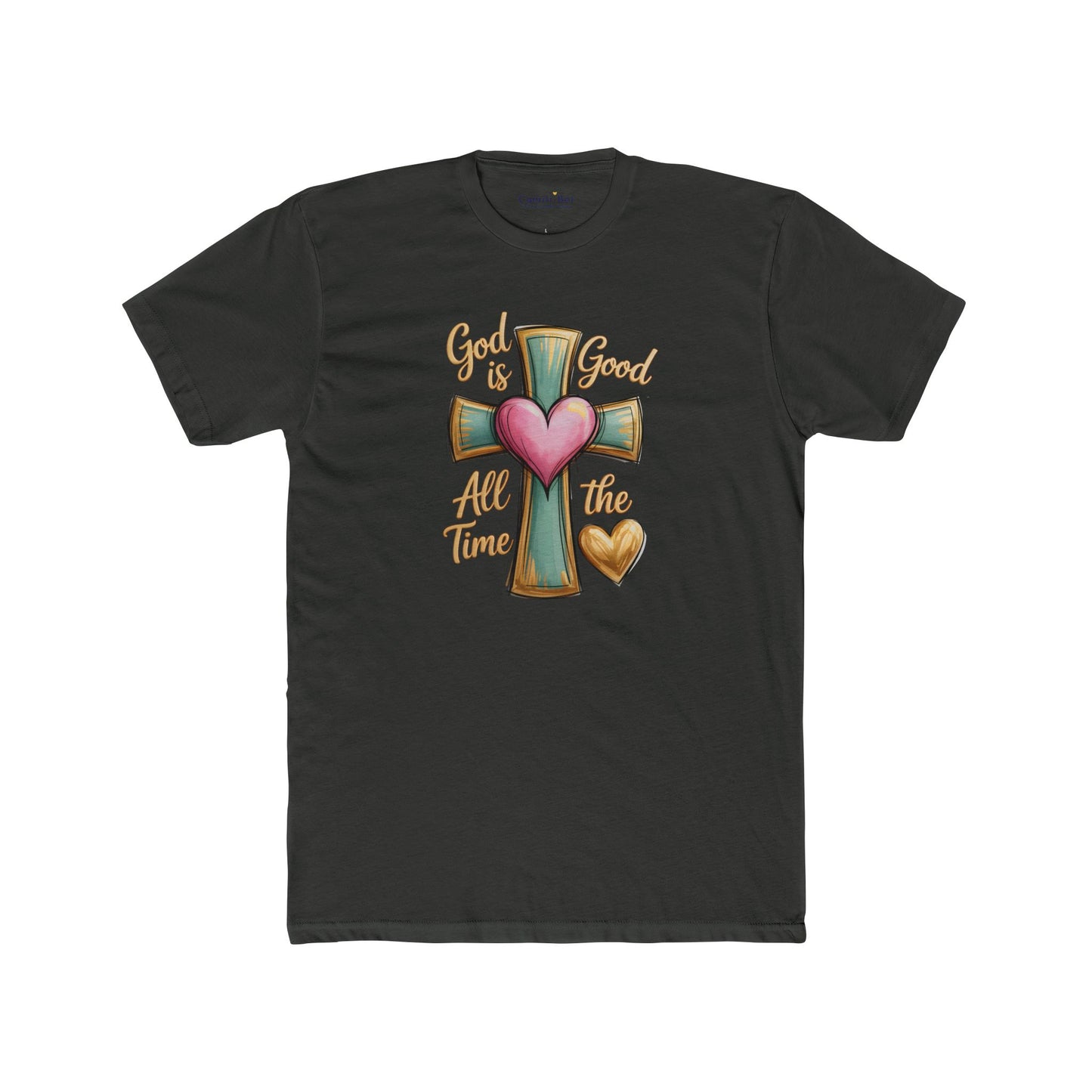 Christian Cross Tee — "God Is Good All The Time" Heart Design