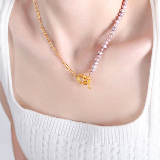18K Gold Retro Palace Style Necklace With Lavender Pearls - Camili Bel Creations Gift Shop