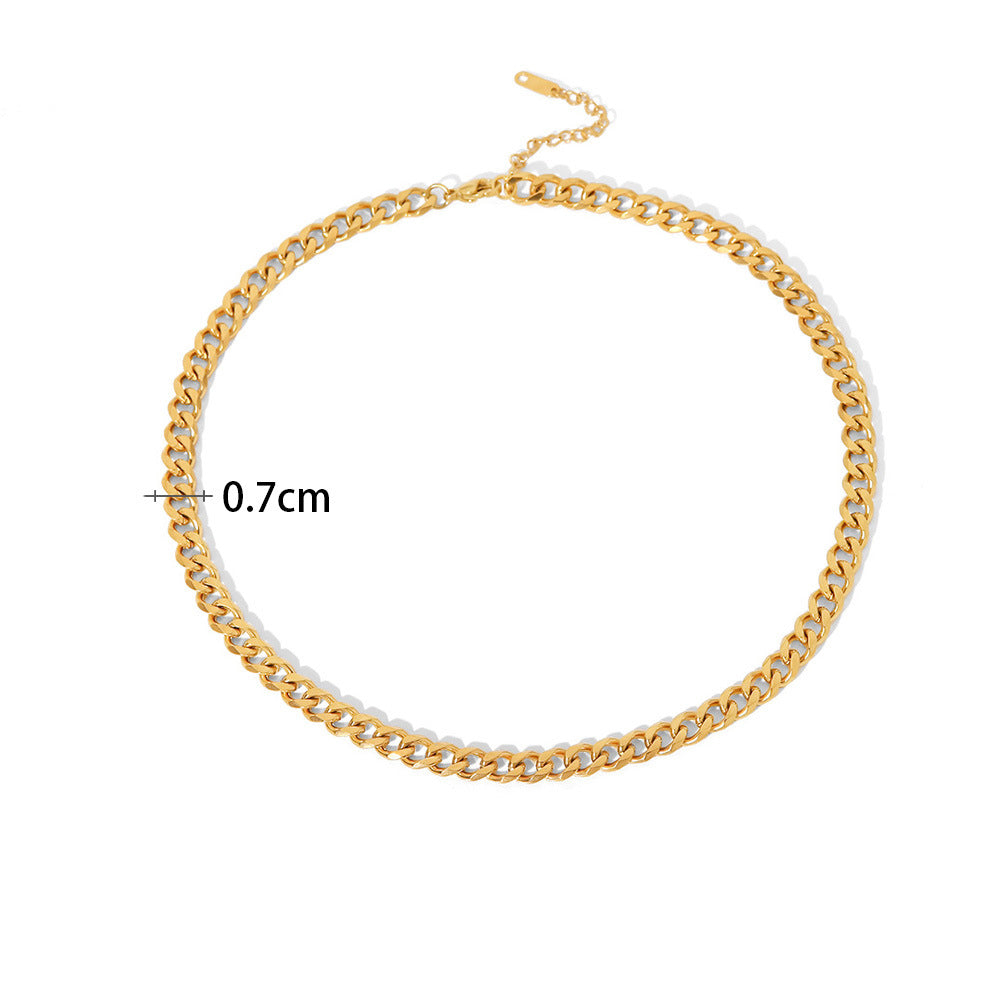 18K Gold Vintage Simple Cuban Chain Design Versatile Necklace - Camili Bel Creations Gift Shop