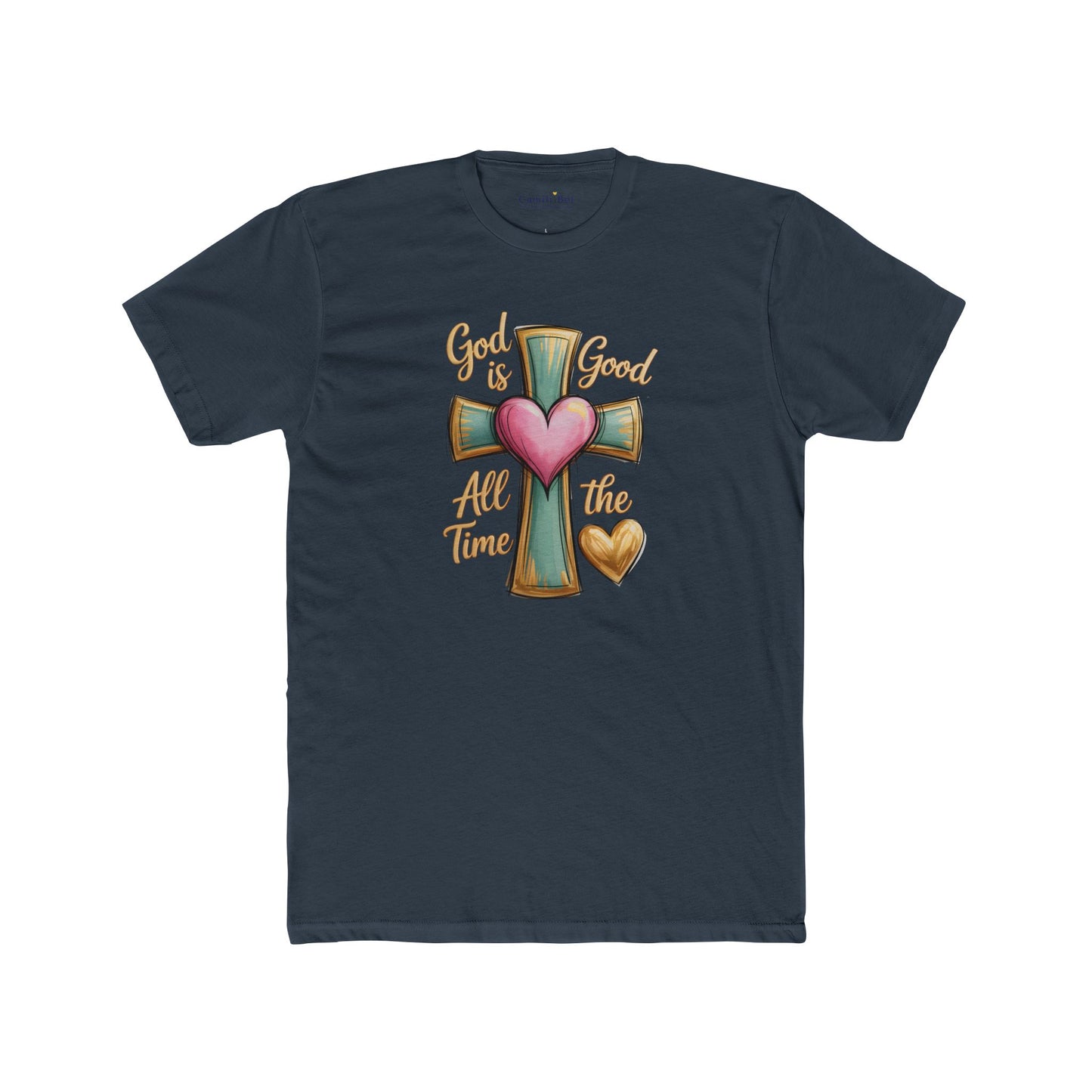 Christian Cross Tee — "God Is Good All The Time" Heart Design