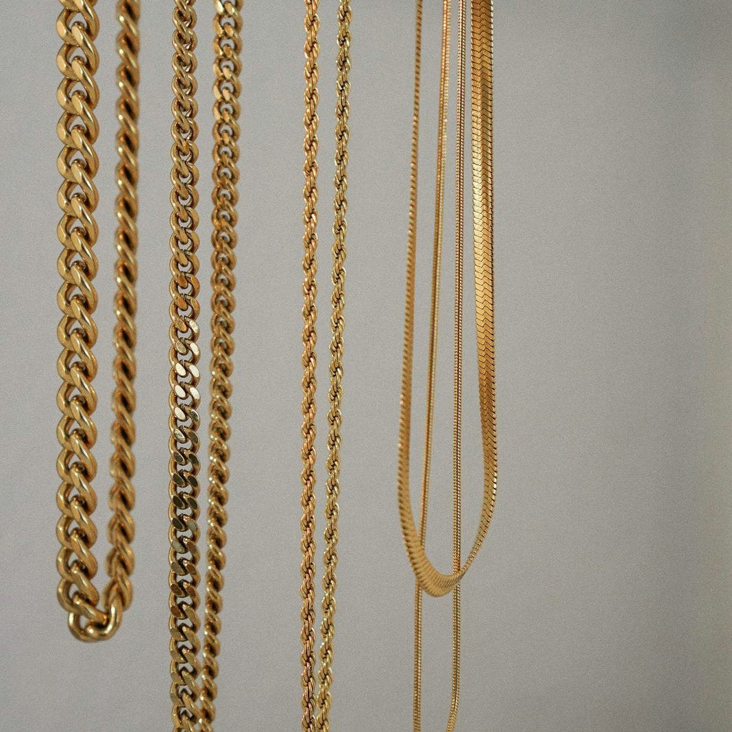 18K Gold Vintage Simple Cuban Chain Design Versatile Necklace - Camili Bel Creations Gift Shop