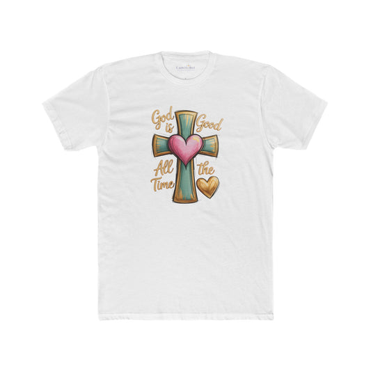 Christian Cross Tee — "God Is Good All The Time" Heart Design