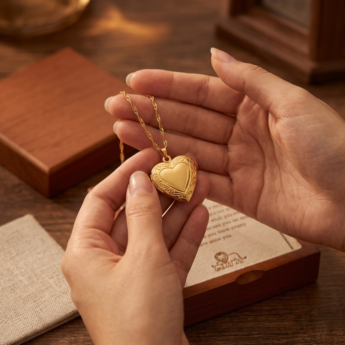 The Aurelia Locket — 18K Gold Openable Heart Necklace | Gift for Her