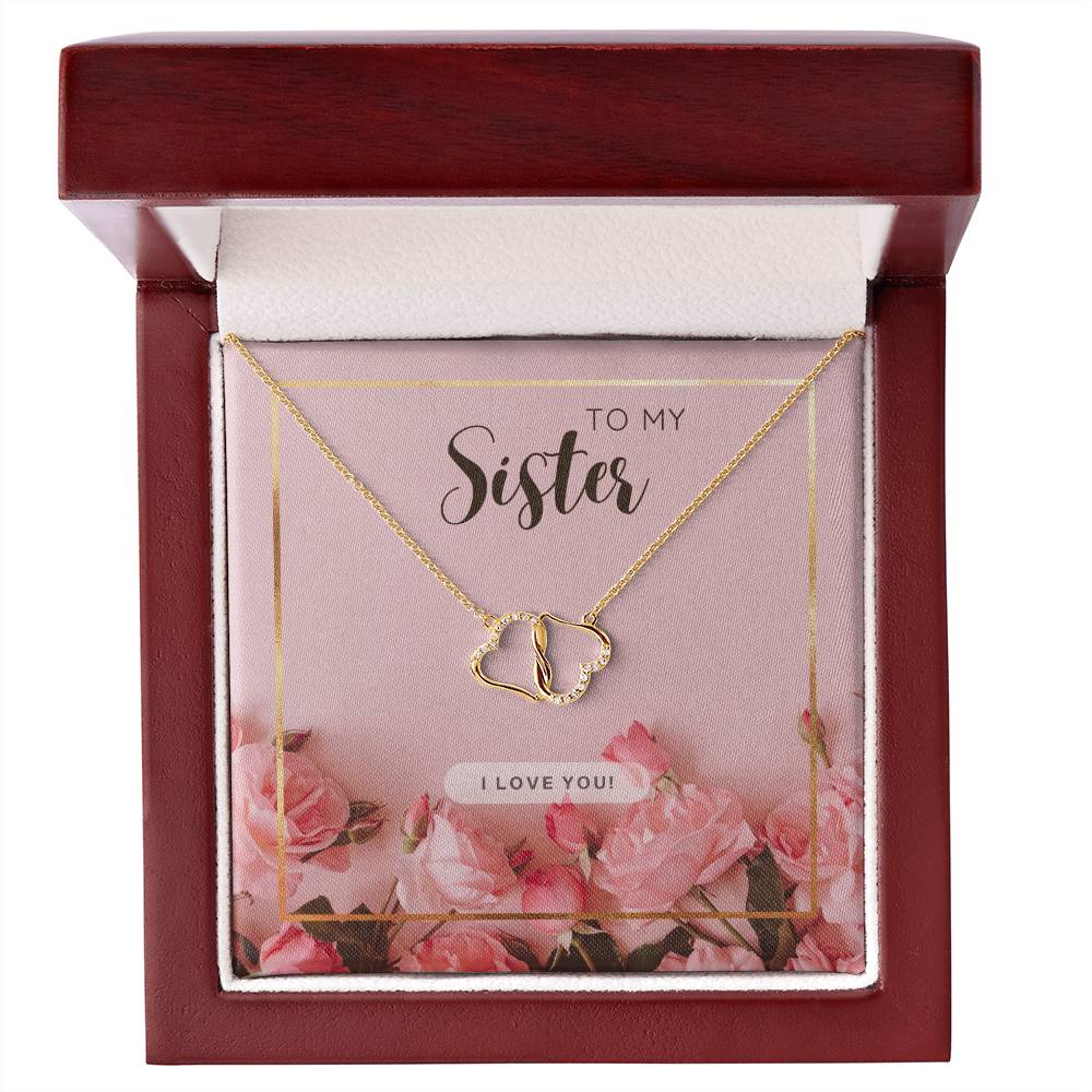 To My Sister : 14K Gold Everlasting Love Necklace, comes in a Luxurious Mahogany Style Box. - Camili Bel Creations Gift Shop