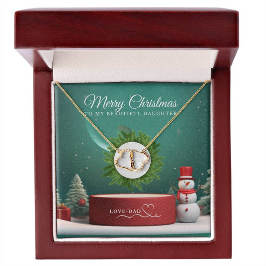 STUNNING MERRY CHRISTMAS TO MY BEAUTIFUL DAUGHTER EVERLASTING LOVE NECKLACE - Camili Bel Creations Gift Shop