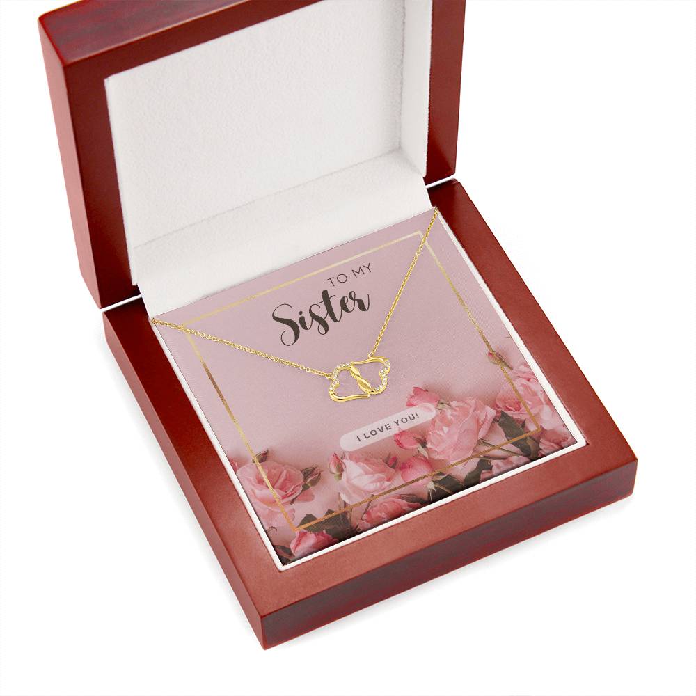 To My Sister : 14K Gold Everlasting Love Necklace, comes in a Luxurious Mahogany Style Box. - Camili Bel Creations Gift Shop