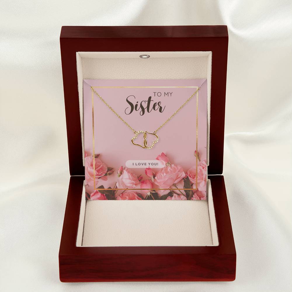 To My Sister : 14K Gold Everlasting Love Necklace, comes in a Luxurious Mahogany Style Box. - Camili Bel Creations Gift Shop