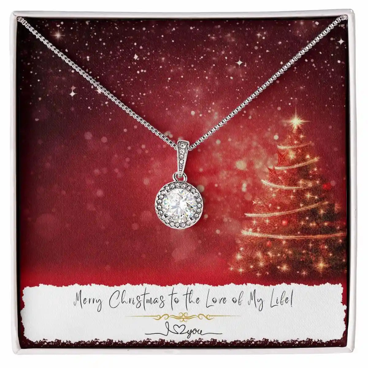 14K white gold eternal hope necklace on Christmas card - love of my life gift for wife
