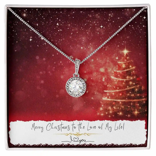 14K white gold eternal hope necklace on Christmas card - love of my life gift for wife
