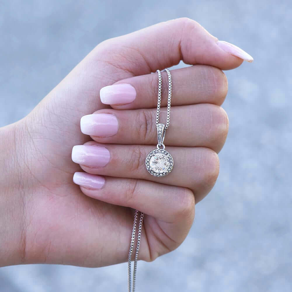 14K White Gold Finish Dazzling Eternal Hope Necklace Gift For An Amazing Glam Queen - Camili Bel Creations Gift Shop