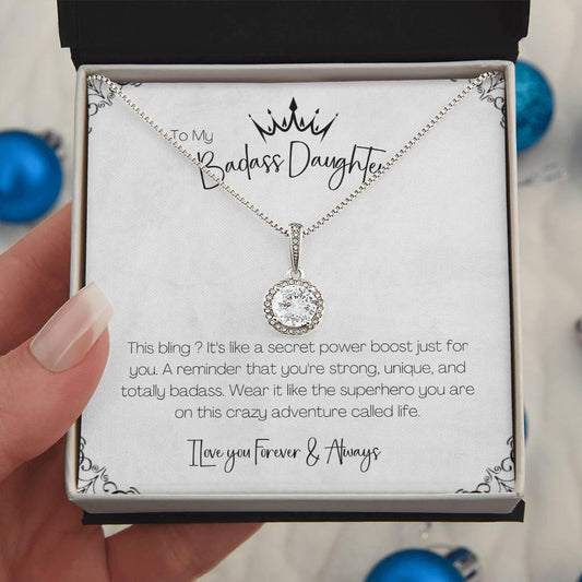 14K White Gold Finish I Eternal Hope Necklace I Gift For Badass Daughter - Camili Bel Creations Gift Shop