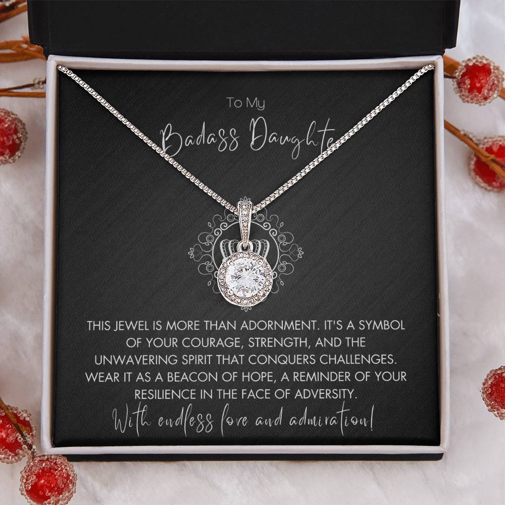 14K White Gold Finish Eternal Hope Necklace I Gift For Badass Warrior Daughter - Camili Bel Creations Gift Shop