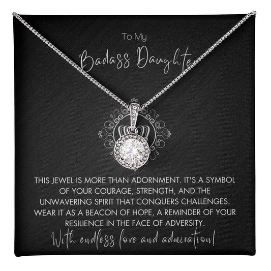 14K White Gold Finish Eternal Hope Necklace I Gift For Badass Warrior Daughter - Camili Bel Creations Gift Shop