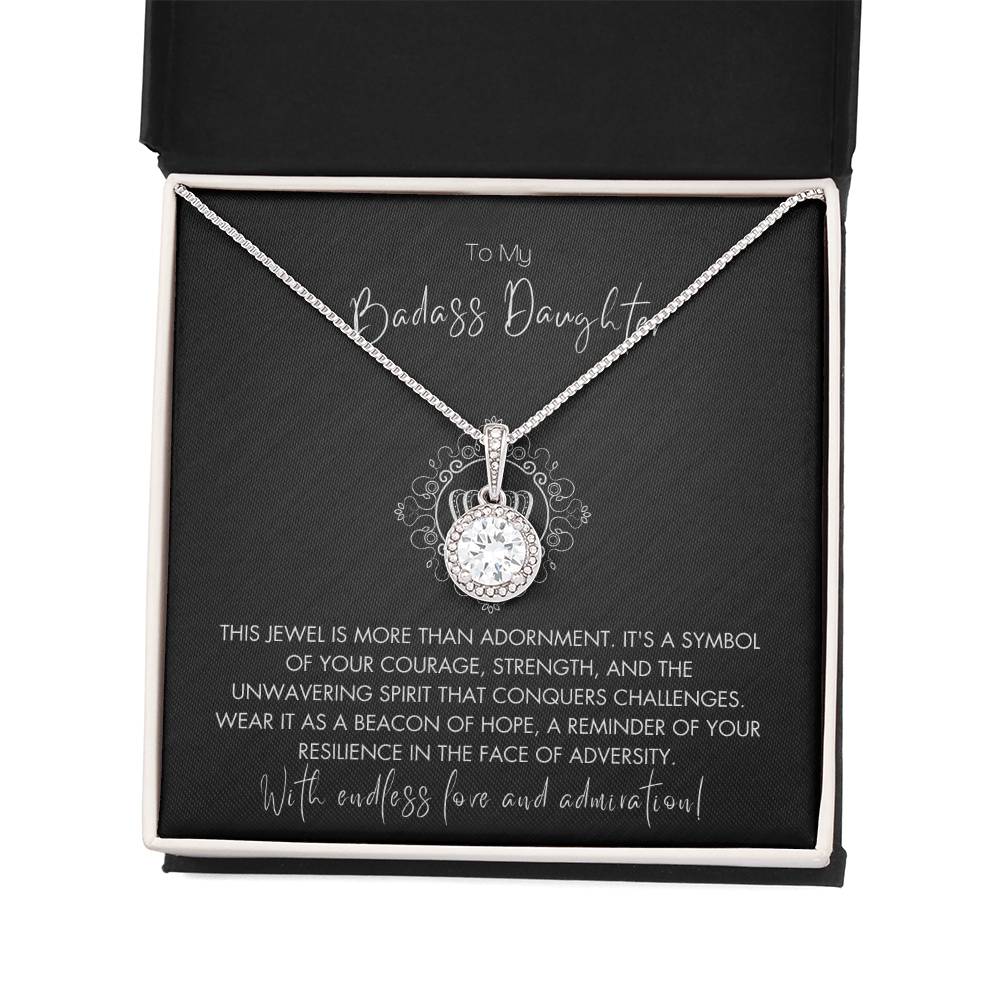 14K White Gold Finish Eternal Hope Necklace I Gift For Badass Warrior Daughter - Camili Bel Creations Gift Shop