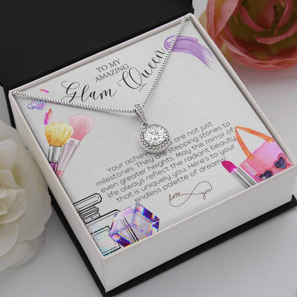 14K White Gold Finish Dazzling Eternal Hope Necklace Gift For An Amazing Glam Queen - Camili Bel Creations Gift Shop