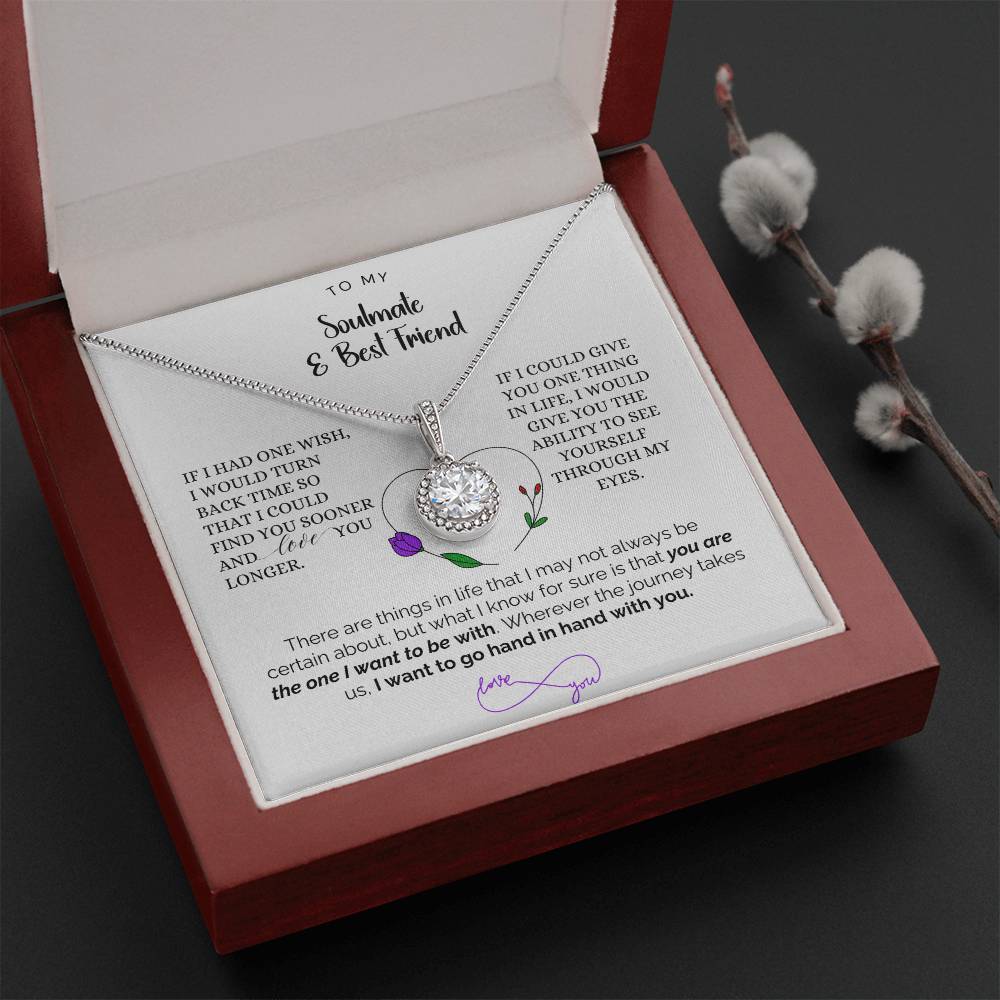 To My Soumate and Best Friend, Eternal Hope Necklace Gift, 14K White Gold Finish. - Camili Bel Creations Gift Shop