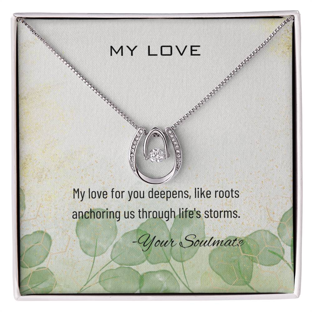 Lucky In Love 14K White Finish Gold Necklace I Gift To My Love I Gift For Soulmate, Girl Friend - Camili Bel Creations Gift Shop