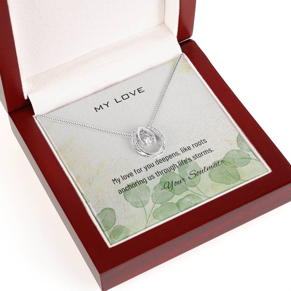 Lucky In Love 14K White Finish Gold Necklace I Gift To My Love I Gift For Soulmate, Girl Friend - Camili Bel Creations Gift Shop