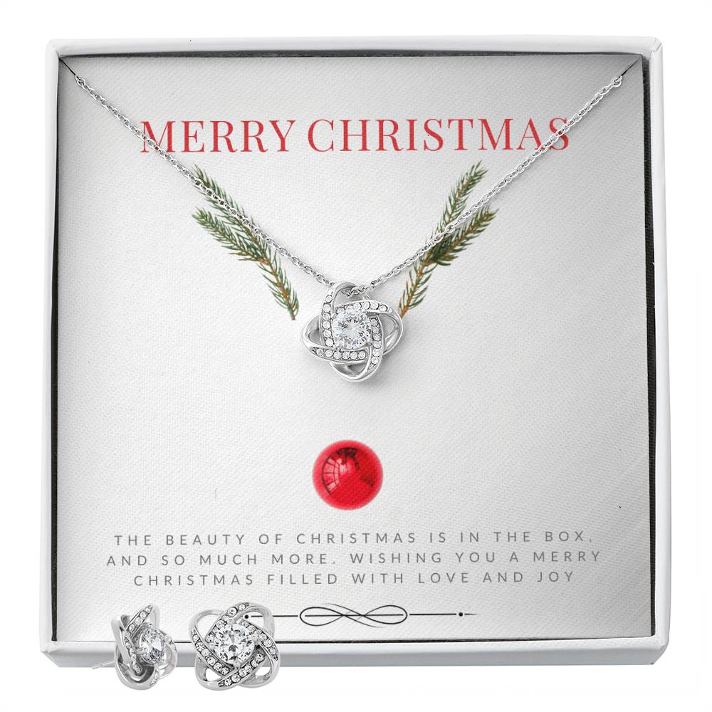 Love Knot Necklace Set, 14K White Finished Gold I Get the perfect christmas gift for her. - Camili Bel Creations Gift Shop