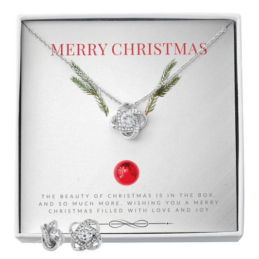 Love Knot Necklace Set, 14K White Finished Gold I Get the perfect christmas gift for her. - Camili Bel Creations Gift Shop