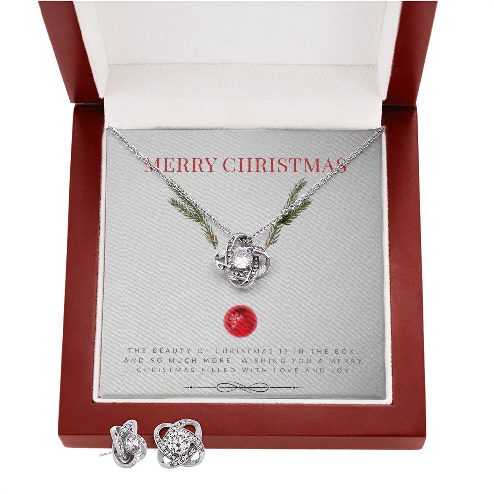 Love Knot Necklace Set, 14K White Finished Gold I Get the perfect christmas gift for her. - Camili Bel Creations Gift Shop