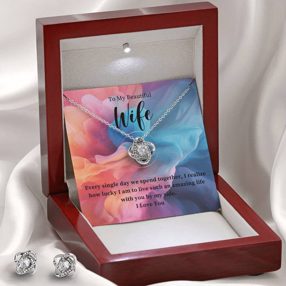 To My Beautiful Wife I Love You Knot Earring & Necklace Set Gift For Wife - Camili Bel Creations Gift Shop