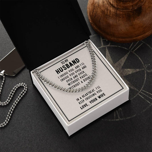 To My Husband - 14K Yellow Gold Classic Cuban Link Chain - Camili'Bel Gift Shop