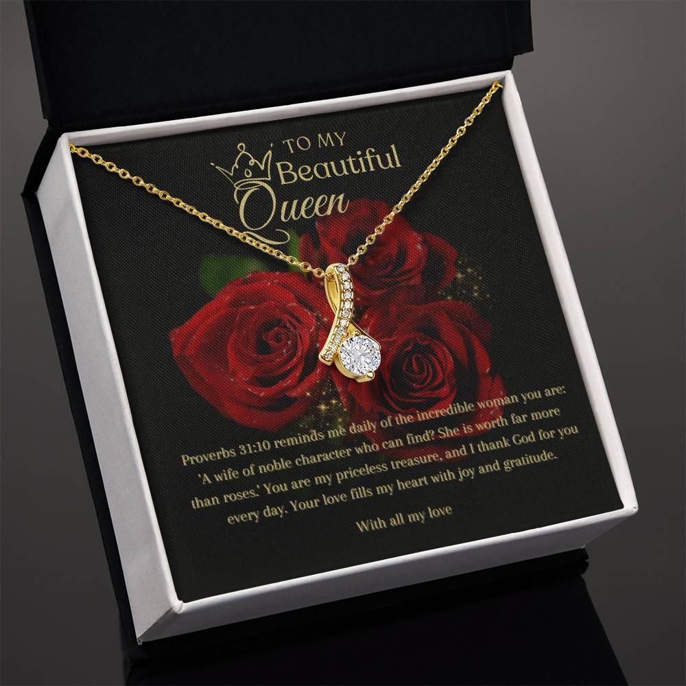 To My Beautiful Queen I Alluring Beauty Necklace I Gift for He,r Wife, Queen - Camili Bel Creations Gift Shop