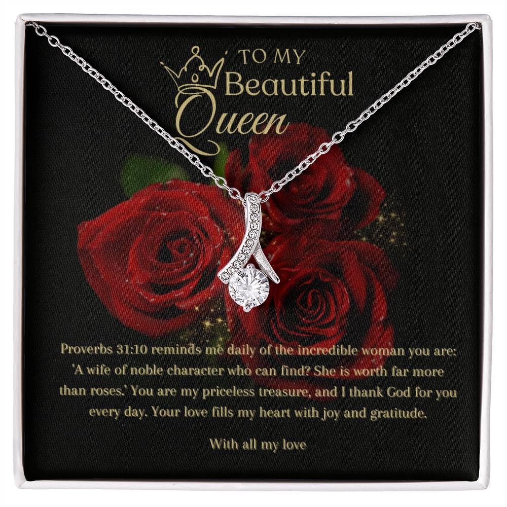 To My Beautiful Queen I Alluring Beauty Necklace I Gift for He,r Wife, Queen - Camili Bel Creations Gift Shop