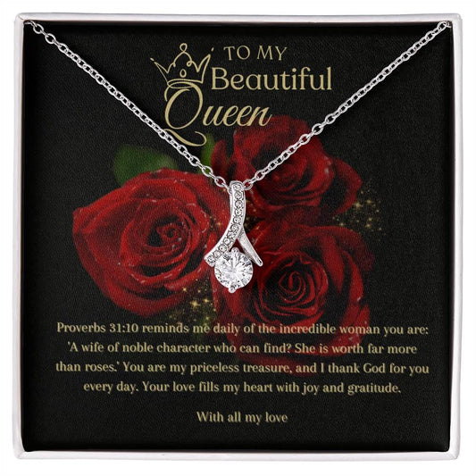 To My Beautiful Queen I Alluring Beauty Necklace I Gift for He,r Wife, Queen - Camili Bel Creations Gift Shop