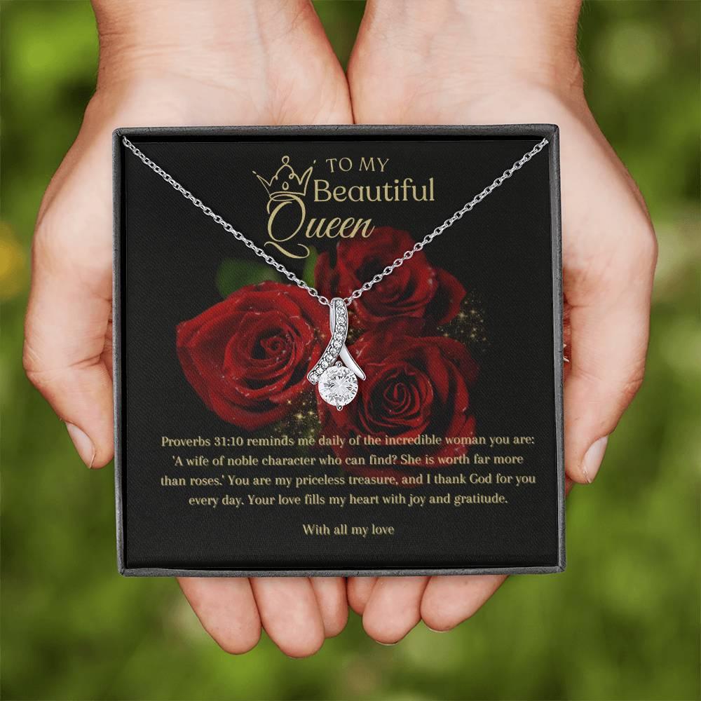 To My Beautiful Queen I Alluring Beauty Necklace I Gift for He,r Wife, Queen - Camili Bel Creations Gift Shop