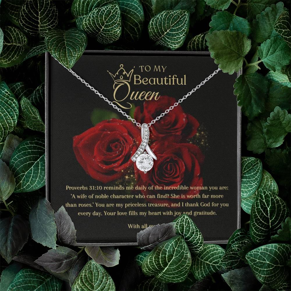 To My Beautiful Queen I Alluring Beauty Necklace I Gift for He,r Wife, Queen - Camili Bel Creations Gift Shop