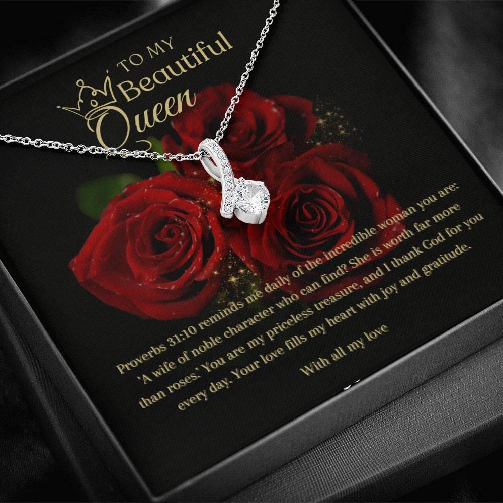 To My Beautiful Queen I Alluring Beauty Necklace I Gift for He,r Wife, Queen - Camili Bel Creations Gift Shop