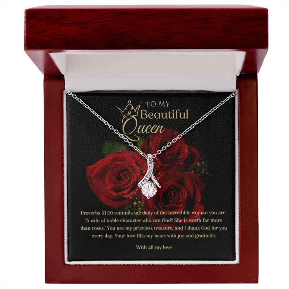 To My Beautiful Queen I Alluring Beauty Necklace I Gift for He,r Wife, Queen - Camili Bel Creations Gift Shop