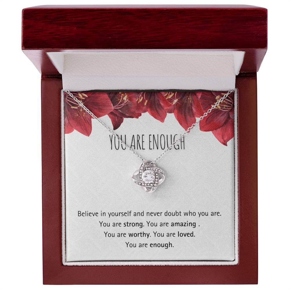 Love Knot Necklace With Message Of Faith I You are Enough - Camili Bel Creations Gift Shop