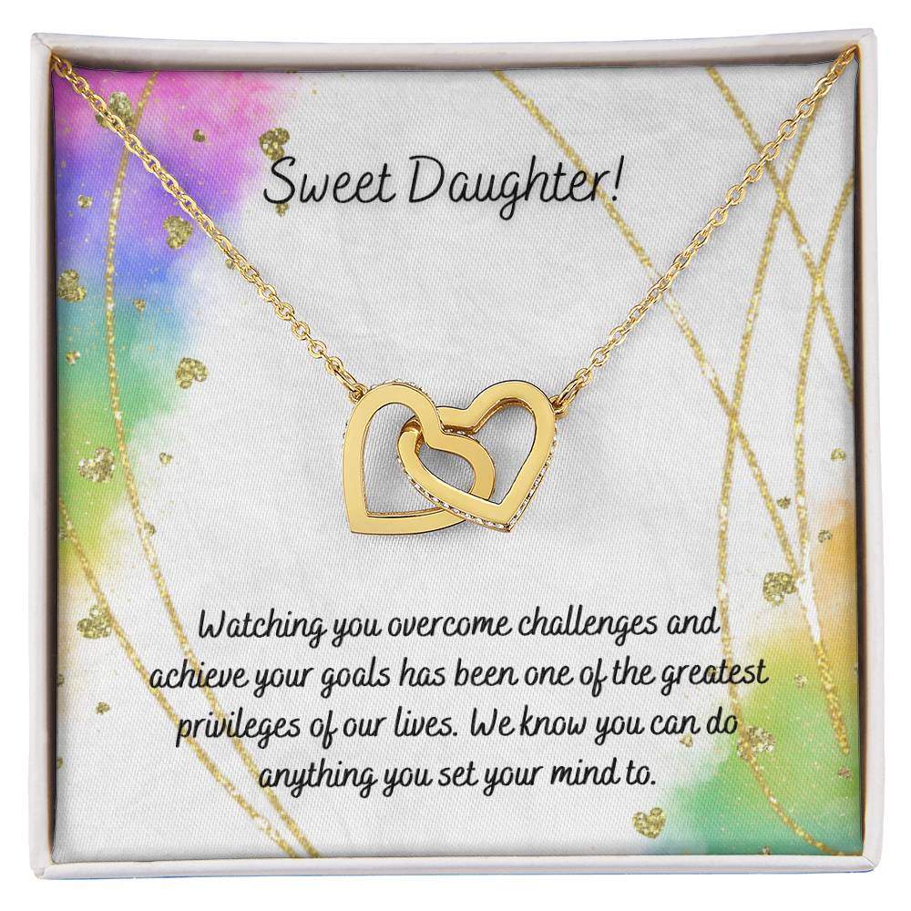 Daughter - Interlocking Hearts Necklace - Perfect Gift For Her - Camili Bel Creations Gift Shop