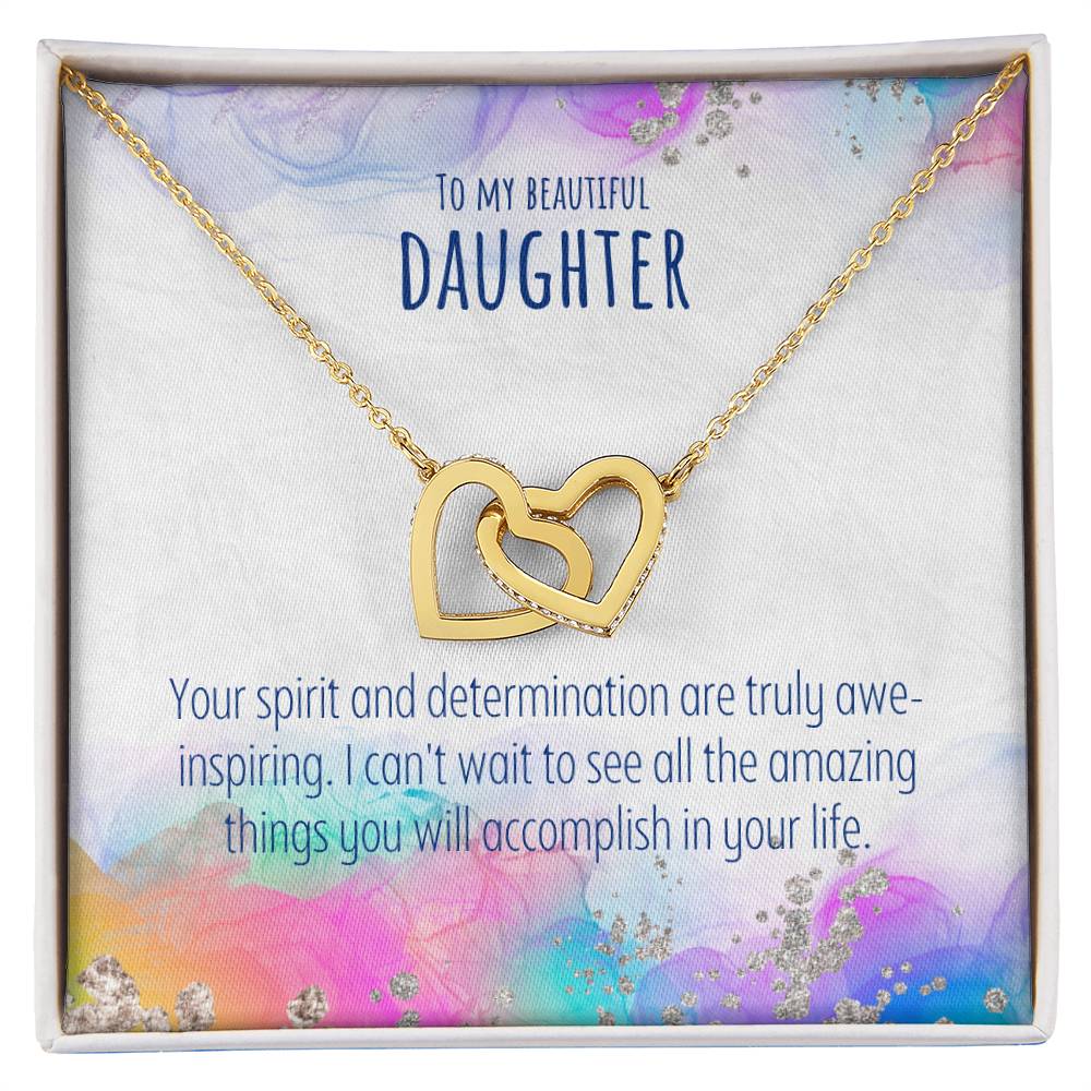 Daughter - Interlocking Hearts Necklace - Perfect Gift For Her - Camili Bel Creations Gift Shop
