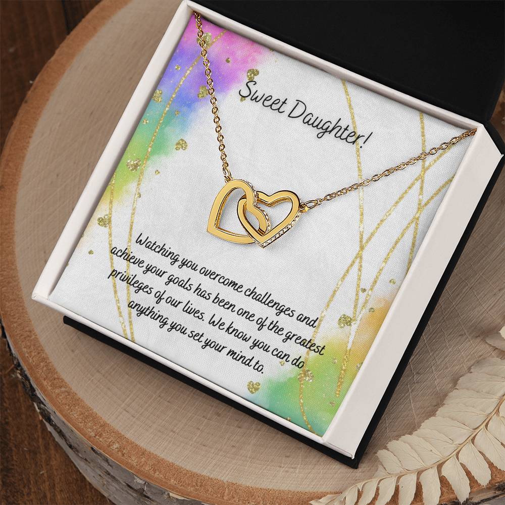 Daughter - Interlocking Hearts Necklace - Perfect Gift For Her - Camili Bel Creations Gift Shop